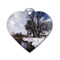 Winter Bach Wintry Snow Water Dog Tag Heart (one Side) by Celenk