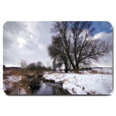 Winter Bach Wintry Snow Water Large Doormat  by Celenk