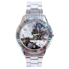 Winter Bach Wintry Snow Water Stainless Steel Analogue Watch by Celenk