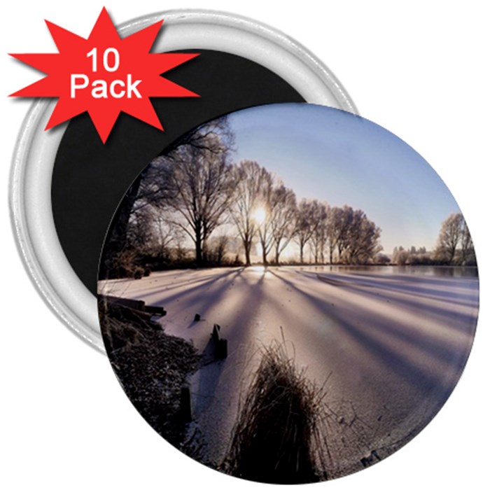 Winter Lake Cold Wintry Frozen 3  Magnets (10 pack) 