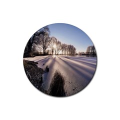 Winter Lake Cold Wintry Frozen Rubber Coaster (round)  by Celenk