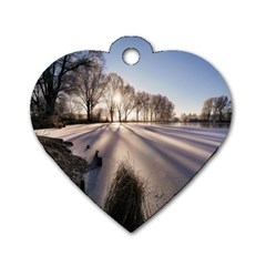 Winter Lake Cold Wintry Frozen Dog Tag Heart (two Sides) by Celenk