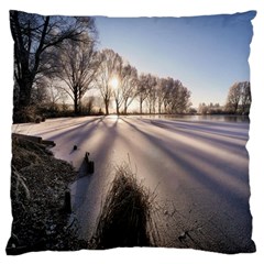 Winter Lake Cold Wintry Frozen Large Cushion Case (two Sides) by Celenk