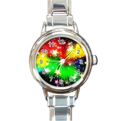 Star Abstract Pattern Background Round Italian Charm Watch