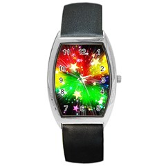 Star Abstract Pattern Background Barrel Style Metal Watch