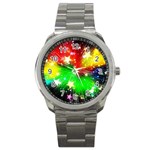 Star Abstract Pattern Background Sport Metal Watch Front