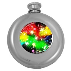 Star Abstract Pattern Background Round Hip Flask (5 Oz) by Celenk