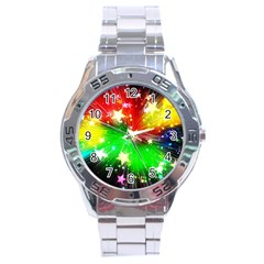 Star Abstract Pattern Background Stainless Steel Analogue Watch