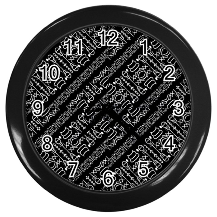 Tribal Stripes Pattern Wall Clocks (Black)