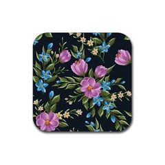 Beautiful Floral Pattern Rubber Coaster (square) 