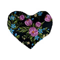 Beautiful Floral Pattern Standard 16  Premium Flano Heart Shape Cushions by allthingseveryone