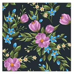 Beautiful Floral Pattern Large Satin Scarf (square)