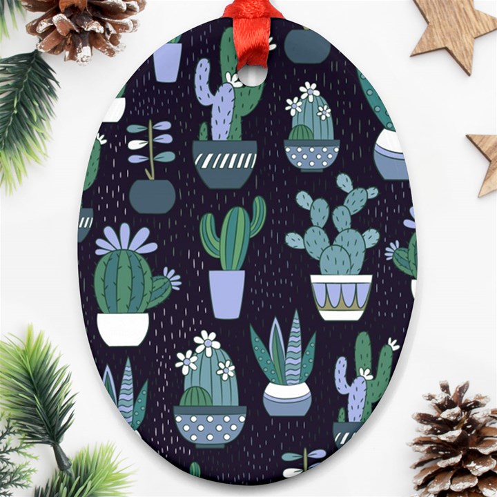 Cactus Pattern Ornament (Oval)