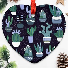 Cactus Pattern Ornament (heart) by allthingseveryone