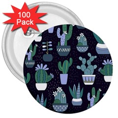 Cactus Pattern 3  Buttons (100 Pack)  by allthingseveryone