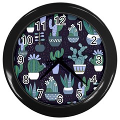 Cactus Pattern Wall Clocks (black)