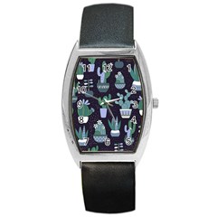 Cactus Pattern Barrel Style Metal Watch