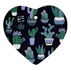 Cactus Pattern Heart Ornament (two Sides) by allthingseveryone