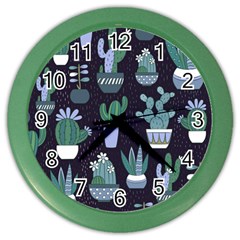 Cactus Pattern Color Wall Clocks by allthingseveryone