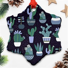 Cactus Pattern Snowflake Ornament (two Sides)