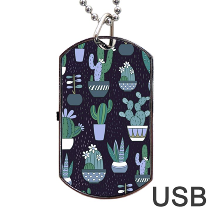 Cactus Pattern Dog Tag USB Flash (Two Sides)