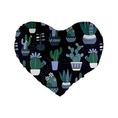 Cactus Pattern Standard 16  Premium Flano Heart Shape Cushions by allthingseveryone