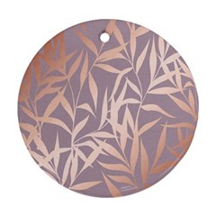 Rose Gold, Asian,leaf,pattern,bamboo Trees, Beauty, Pink,metallic,feminine,elegant,chic,modern,wedding Ornament (round)