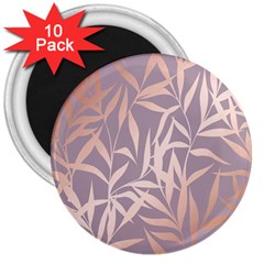 Rose Gold, Asian,leaf,pattern,bamboo Trees, Beauty, Pink,metallic,feminine,elegant,chic,modern,wedding 3  Magnets (10 Pack) 