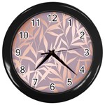 rose gold, asian,leaf,pattern,bamboo trees, beauty, pink,metallic,feminine,elegant,chic,modern,wedding Wall Clocks (Black) Front