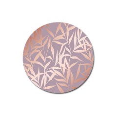 Rose Gold, Asian,leaf,pattern,bamboo Trees, Beauty, Pink,metallic,feminine,elegant,chic,modern,wedding Magnet 3  (round)