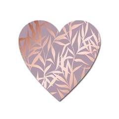 Rose Gold, Asian,leaf,pattern,bamboo Trees, Beauty, Pink,metallic,feminine,elegant,chic,modern,wedding Heart Magnet