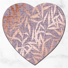 Rose Gold, Asian,leaf,pattern,bamboo Trees, Beauty, Pink,metallic,feminine,elegant,chic,modern,wedding Jigsaw Puzzle (heart)