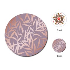 Rose Gold, Asian,leaf,pattern,bamboo Trees, Beauty, Pink,metallic,feminine,elegant,chic,modern,wedding Playing Cards (round) 