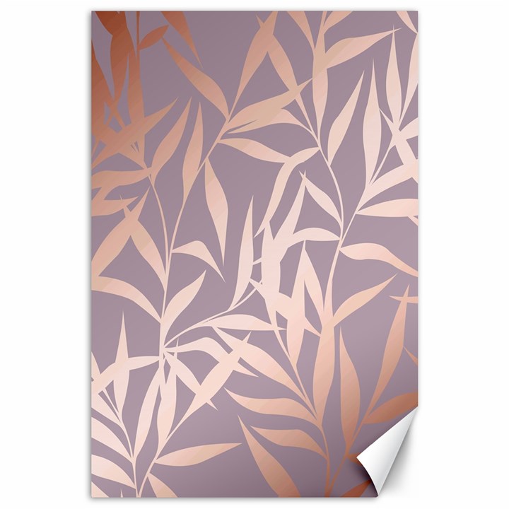 rose gold, asian,leaf,pattern,bamboo trees, beauty, pink,metallic,feminine,elegant,chic,modern,wedding Canvas 24  x 36 