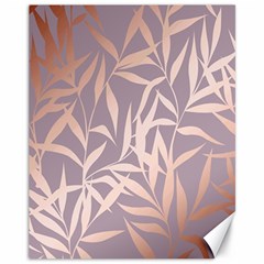 Rose Gold, Asian,leaf,pattern,bamboo Trees, Beauty, Pink,metallic,feminine,elegant,chic,modern,wedding Canvas 11  X 14   by NouveauDesign