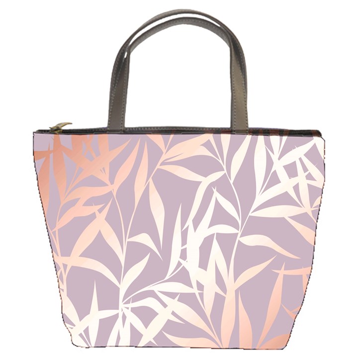 rose gold, asian,leaf,pattern,bamboo trees, beauty, pink,metallic,feminine,elegant,chic,modern,wedding Bucket Bags