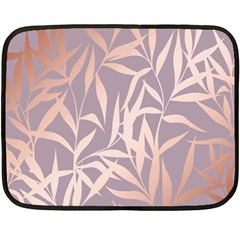 Rose Gold, Asian,leaf,pattern,bamboo Trees, Beauty, Pink,metallic,feminine,elegant,chic,modern,wedding Double Sided Fleece Blanket (mini) 