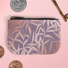 Rose Gold, Asian,leaf,pattern,bamboo Trees, Beauty, Pink,metallic,feminine,elegant,chic,modern,wedding Mini Coin Purses