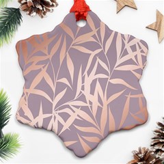 Rose Gold, Asian,leaf,pattern,bamboo Trees, Beauty, Pink,metallic,feminine,elegant,chic,modern,wedding Ornament (snowflake)