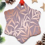 rose gold, asian,leaf,pattern,bamboo trees, beauty, pink,metallic,feminine,elegant,chic,modern,wedding Snowflake Ornament (Two Sides) Front