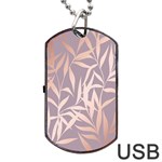 rose gold, asian,leaf,pattern,bamboo trees, beauty, pink,metallic,feminine,elegant,chic,modern,wedding Dog Tag USB Flash (Two Sides) Front