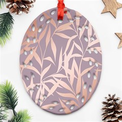 Rose Gold, Asian,leaf,pattern,bamboo Trees, Beauty, Pink,metallic,feminine,elegant,chic,modern,wedding Ornament (oval Filigree)