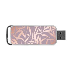 Rose Gold, Asian,leaf,pattern,bamboo Trees, Beauty, Pink,metallic,feminine,elegant,chic,modern,wedding Portable Usb Flash (one Side)