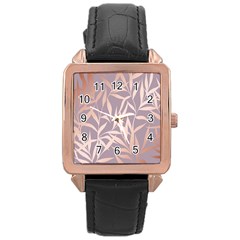 Rose Gold, Asian,leaf,pattern,bamboo Trees, Beauty, Pink,metallic,feminine,elegant,chic,modern,wedding Rose Gold Leather Watch 