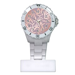 Rose Gold, Asian,leaf,pattern,bamboo Trees, Beauty, Pink,metallic,feminine,elegant,chic,modern,wedding Plastic Nurses Watch