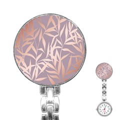 Rose Gold, Asian,leaf,pattern,bamboo Trees, Beauty, Pink,metallic,feminine,elegant,chic,modern,wedding Stainless Steel Nurses Watch