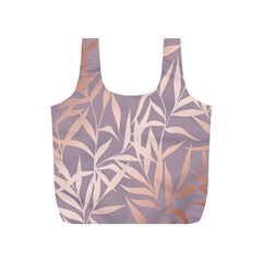 Rose Gold, Asian,leaf,pattern,bamboo Trees, Beauty, Pink,metallic,feminine,elegant,chic,modern,wedding Full Print Recycle Bags (s) 