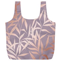 Rose Gold, Asian,leaf,pattern,bamboo Trees, Beauty, Pink,metallic,feminine,elegant,chic,modern,wedding Full Print Recycle Bags (l) 