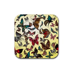 Colorful Butterflies Rubber Coaster (square) 