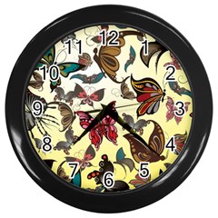 Colorful Butterflies Wall Clocks (black)